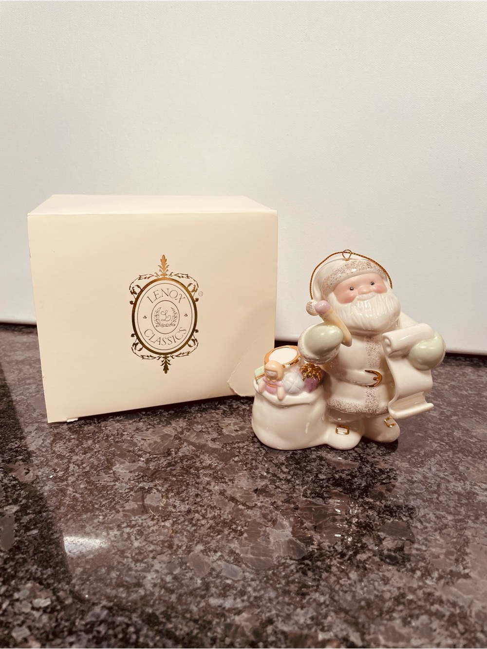 Lenox Cream and Gold Santa Figurine Holiday Decor